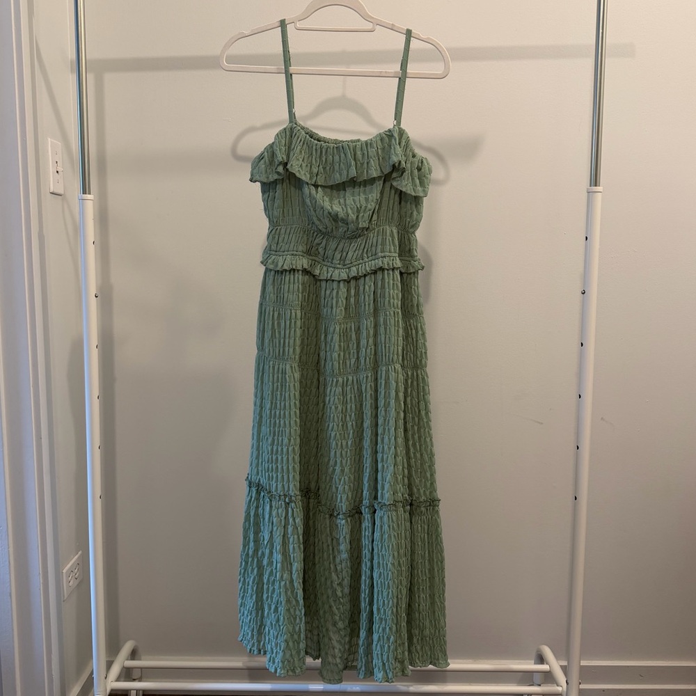 Light Green Ruffle Maxi Dress - Women